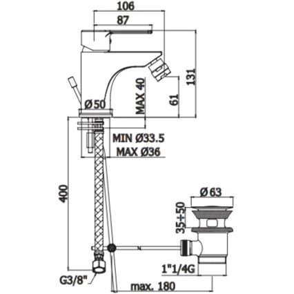 Paffoni - RED Bidet Mixer with Pop-up Waste, Polished Chrome