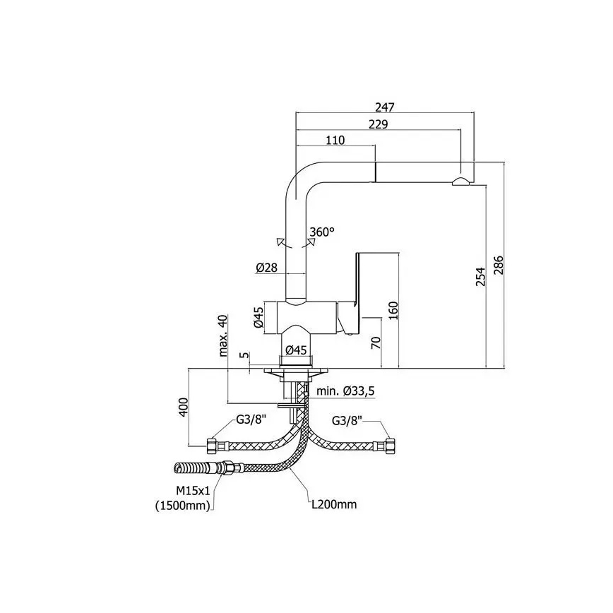 Paffoni - RINGO 28.6 cm Pull-Out Kitchen Faucet