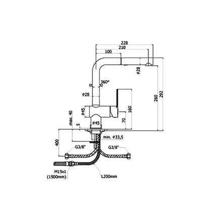 Paffoni - RINGO 29.2 cm Kitchen Faucet with Pull-Out Spray
