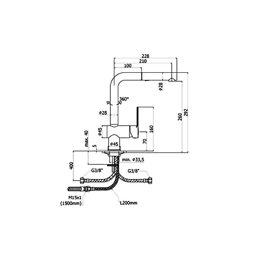 Paffoni - RINGO 29.2 cm Kitchen Faucet with Pull-Out Spray