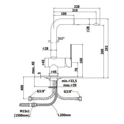 Paffoni - RINGO Kitchen Mixer with Pull-Out Spray, 29.2 cm, Black