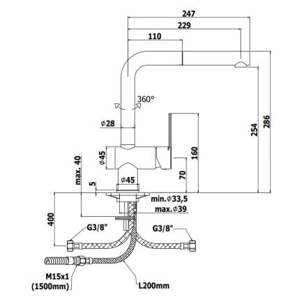 Paffoni - RINGO kitchen sink faucet with pull-out spray head, black
