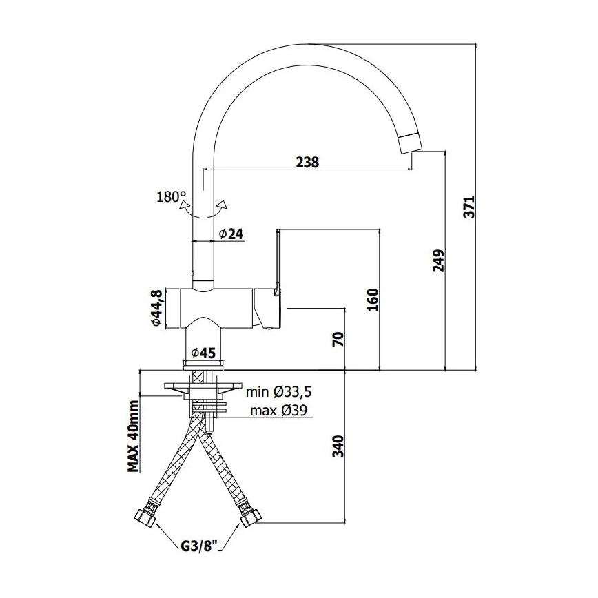 Paffoni - RINGO Kitchen Sink Mixer Tap, Black