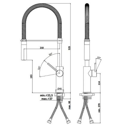 Paffoni - Sink faucet with pull-out spray LIGHT 52.5 cm polished chrome