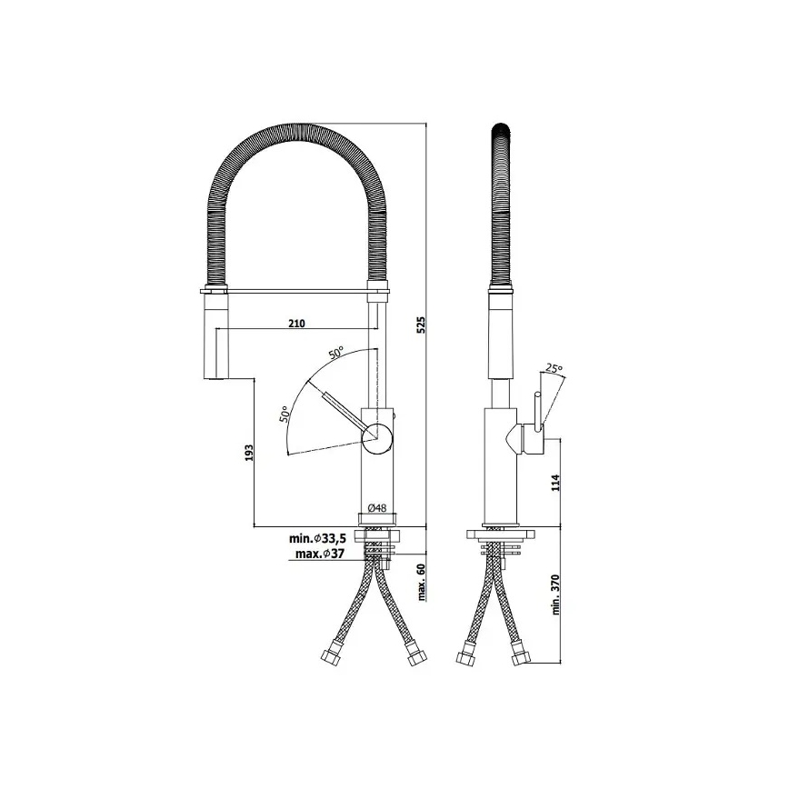 Paffoni - Sink faucet with pull-out spray LIGHT 52.5 cm polished chrome