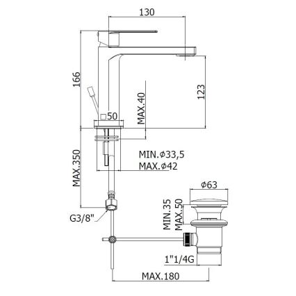 Paffoni - TANGO basin mixer with pop-up waste, stainless steel