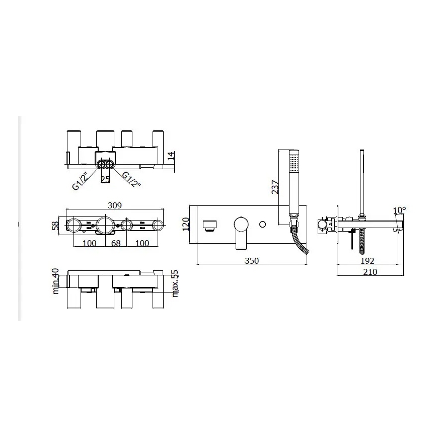 Paffoni - TANGO Concealed Bath Mixer Set, Polished Chrome