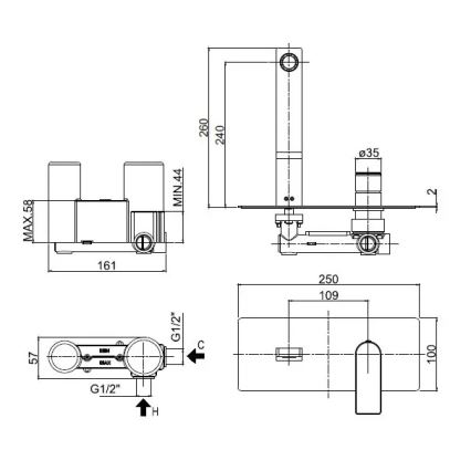 Paffoni - TANGO Concealed Washbasin Mixer, Polished Chrome