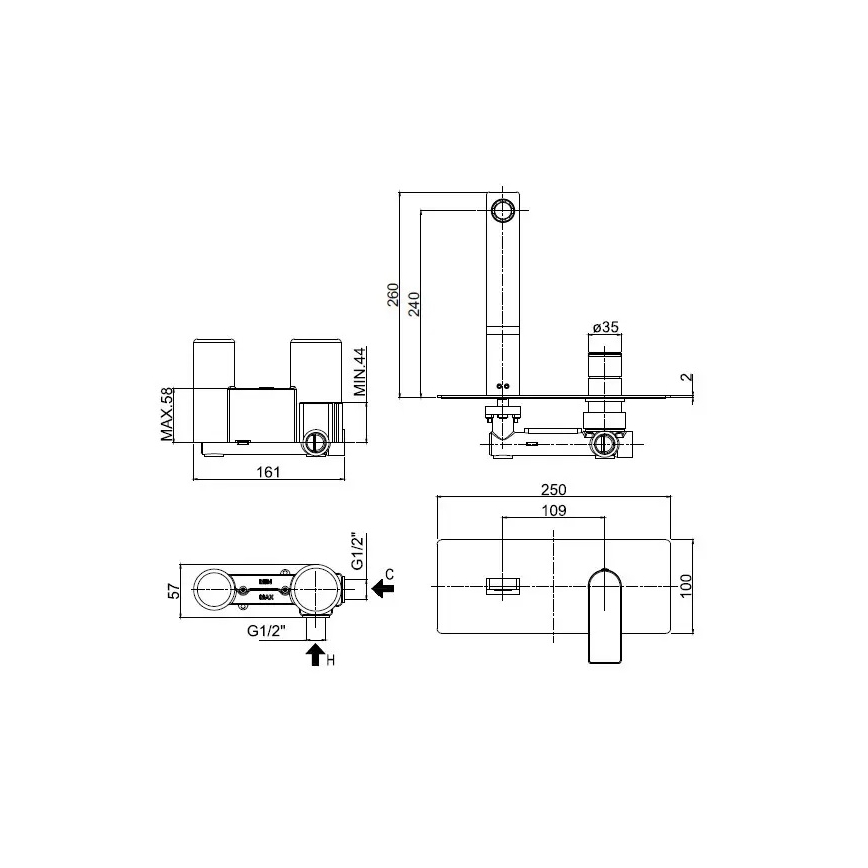 Paffoni - TANGO Concealed Washbasin Mixer, Polished Chrome