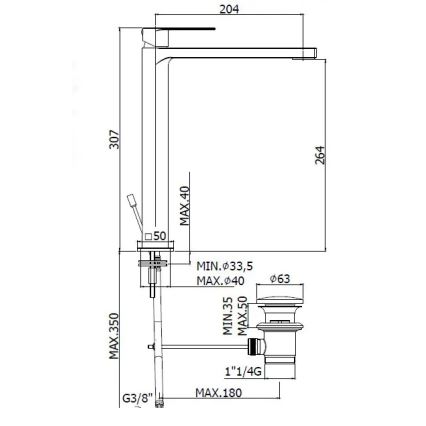 Paffoni - TANGO Washbasin Mixer with Waste, Polished Chrome