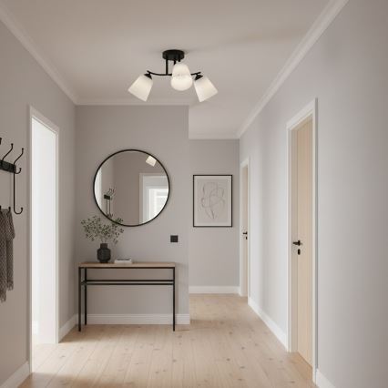 PAFOS Flush-Mount Ceiling Light, 3x E27 (15W), 230V — Black