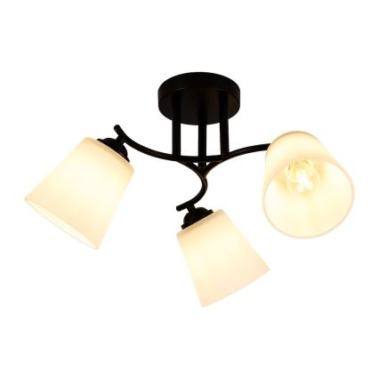 PAFOS Flush-Mount Ceiling Light, 3x E27 (15W), 230V — Black