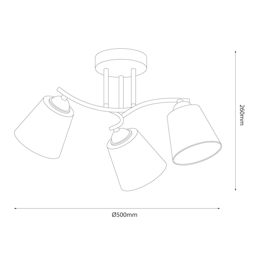 PAFOS Flush-Mount Ceiling Light, 3x E27 (15W), 230V — Black