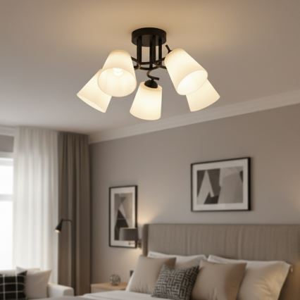 PAFOS Flush-mount Chandelier 5xE27/15W/230V, Black