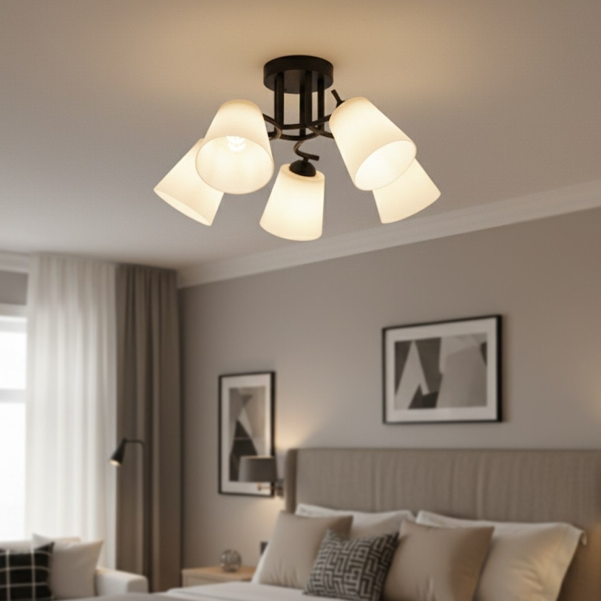 PAFOS Flush-mount Chandelier 5xE27/15W/230V, Black