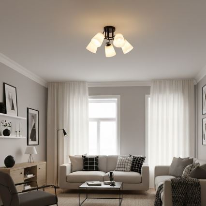 PAFOS Flush-mount Chandelier 5xE27/15W/230V, Black