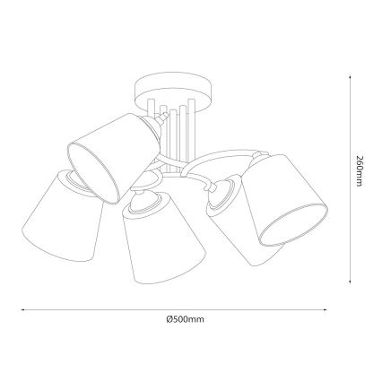 PAFOS Flush-mount Chandelier 5xE27/15W/230V, Black