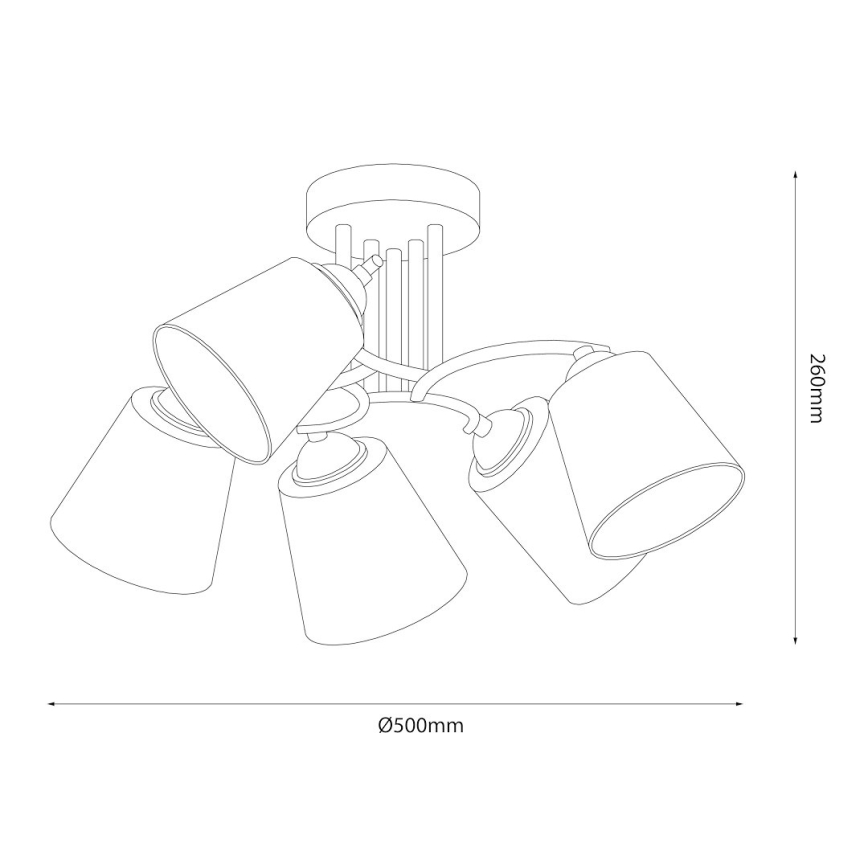 PAFOS Flush-mount Chandelier 5xE27/15W/230V, Black