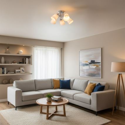 PAFOS Flush-Mount Chandelier 5xE27/15W/230V, Glossy Chrome