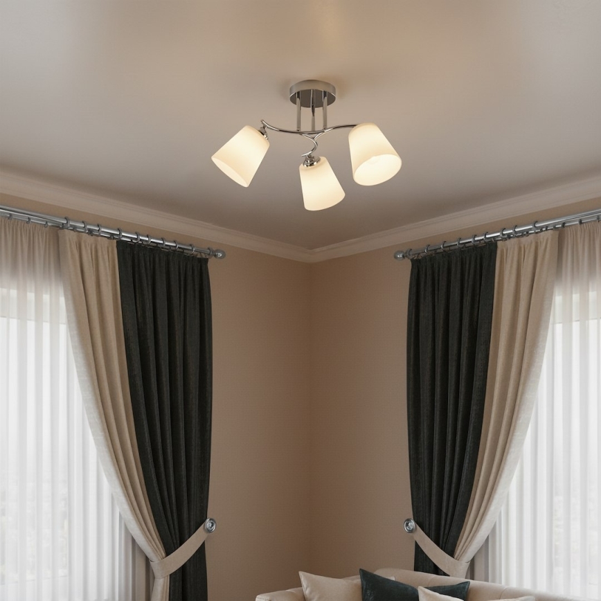 PAFOS Flush-mounted chandelier 3xE27/15W/230V Polished chrome