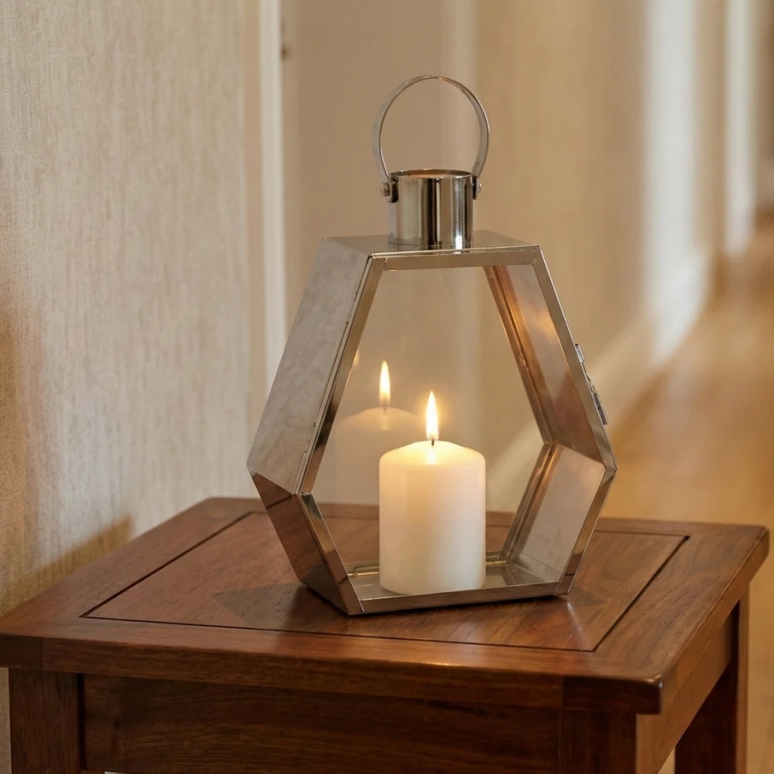 PALACE 43 cm Decorative Lantern, Polished Chrome