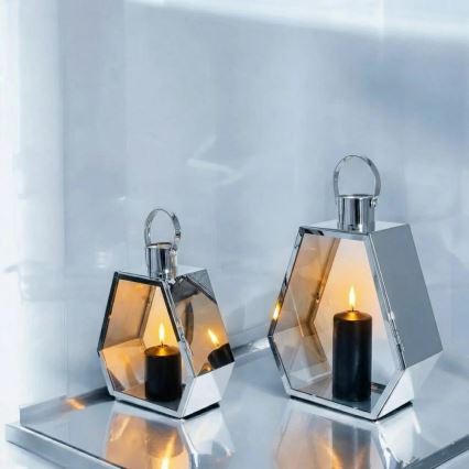 PALACE 43 cm Decorative Lantern, Polished Chrome