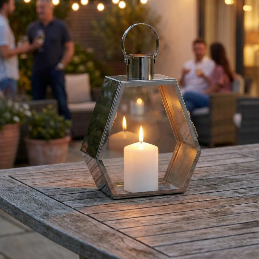 PALACE Decorative Lantern, 34 cm, Polished Chrome