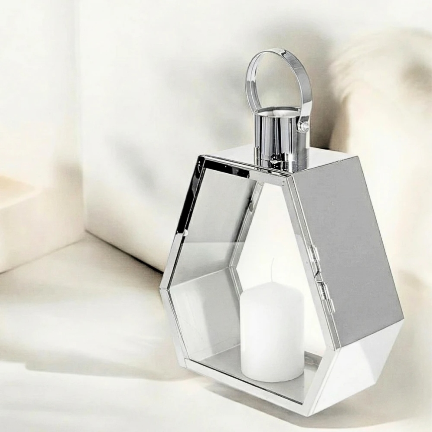 PALACE Decorative Lantern, 34 cm, Polished Chrome