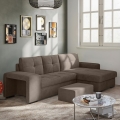 PALERMO Brown Right-Hand Sofa Bed with Storage and Ottoman