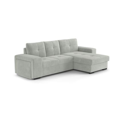 PALERMO Light Grey Right-Hand Sofa Bed with Storage and Ottoman