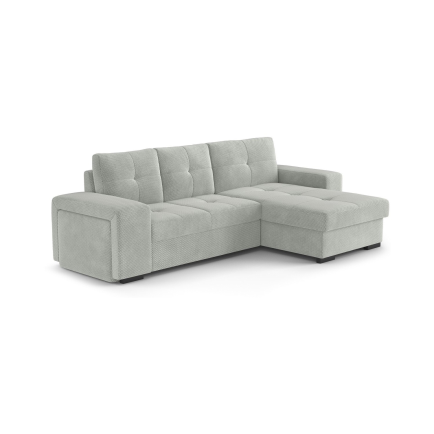 PALERMO Light Grey Right-Hand Sofa Bed with Storage and Ottoman