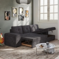 PALERMO Right-Hand Black Sofa Bed with Storage and Ottoman