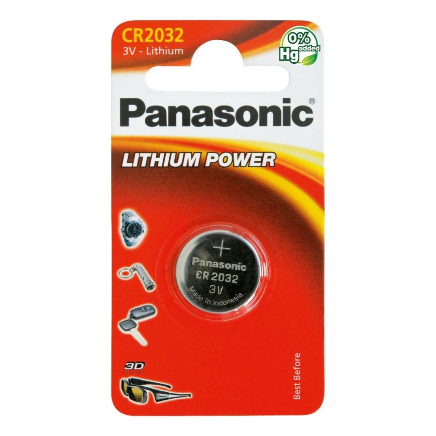 Panasonic - 1 pc Lithium button cell battery CR2032 3V 220 mAh