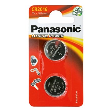 Panasonic - 2 pcs Lithium button cell battery CR2016 3V 72 mAh