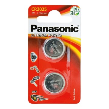 Panasonic - 2 pcs Lithium button cell battery CR2025 3V 165 mAh