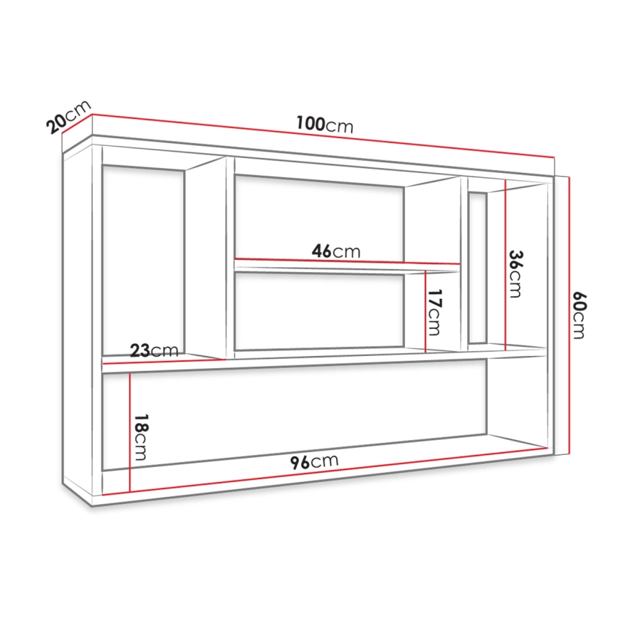 PAPIKO Wall-Mounted Shelf 100x60x20 cm, White