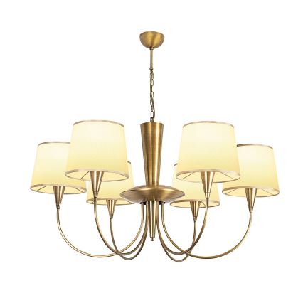 PARDO chain-hung chandelier 6xE27/40W/230V gold/cream