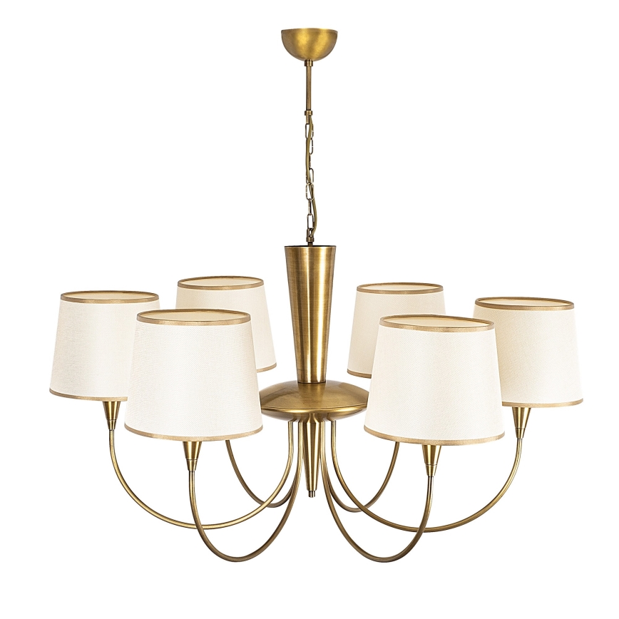 PARDO chain-hung chandelier 6xE27/40W/230V gold/cream