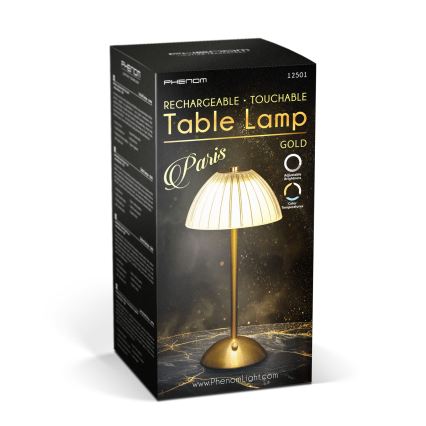 PARIS Dimmable Rechargeable LED Desk Lamp LED/2W/5V 2700K/4000K/6500K 800 mAh Gold