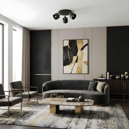 PARKLA 3x E27/15W/230V Spotlight – Black/Gold