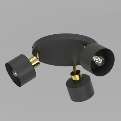 PARKLA 3x E27/15W/230V Spotlight – Black/Gold