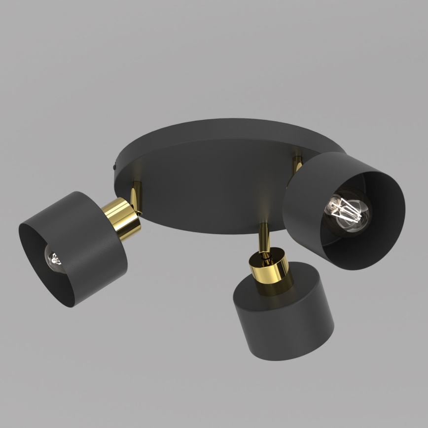 PARKLA 3x E27/15W/230V Spotlight – Black/Gold