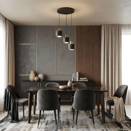 PARKLA cable-hung pendant light 3xE27/15W/230V, black