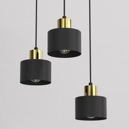 PARKLA cable-hung pendant light 3xE27/15W/230V, black