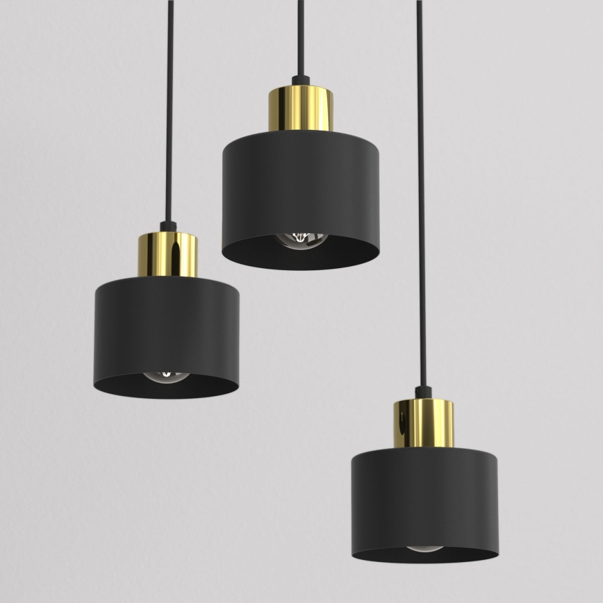 PARKLA cable-hung pendant light 3xE27/15W/230V, black