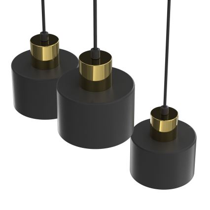 PARKLA cable-hung pendant light 3xE27/15W/230V, black