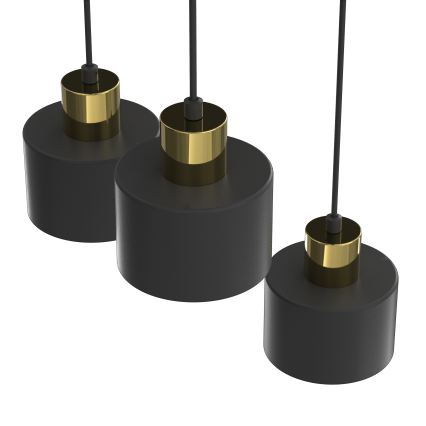 PARKLA cable-hung pendant light 3xE27/15W/230V, black