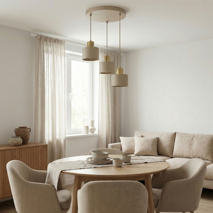 PARKLA Cable Pendant Lamp 3xE27/15W/230V Beige/Gold