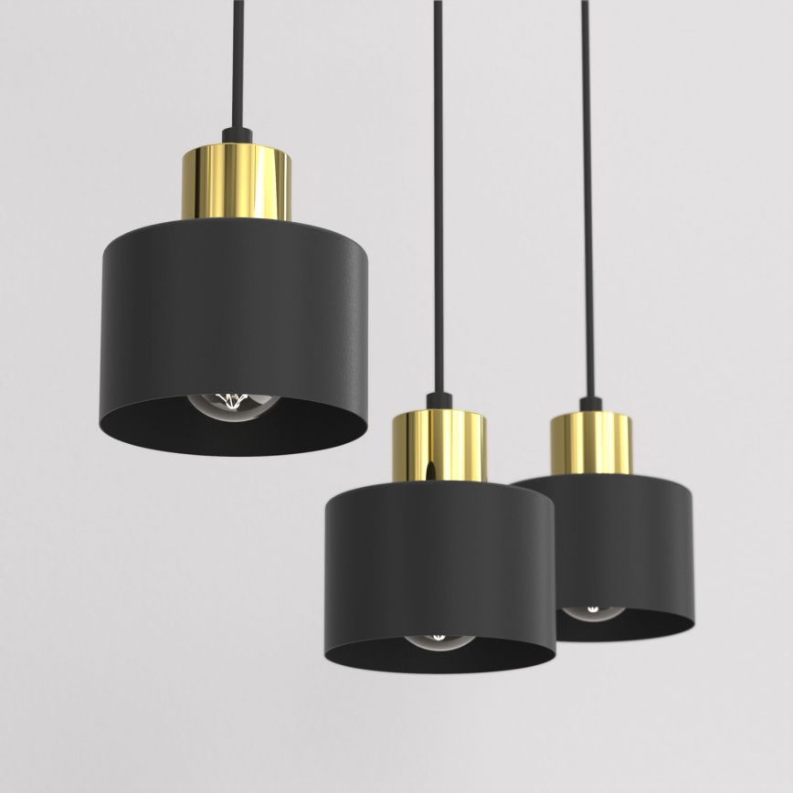 PARKLA cable pendant light, 3xE27/15W/230V, black