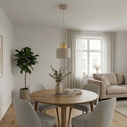 PARKLA Cable-Suspended Pendant Light 1xE27/15W/230V Beige/Gold